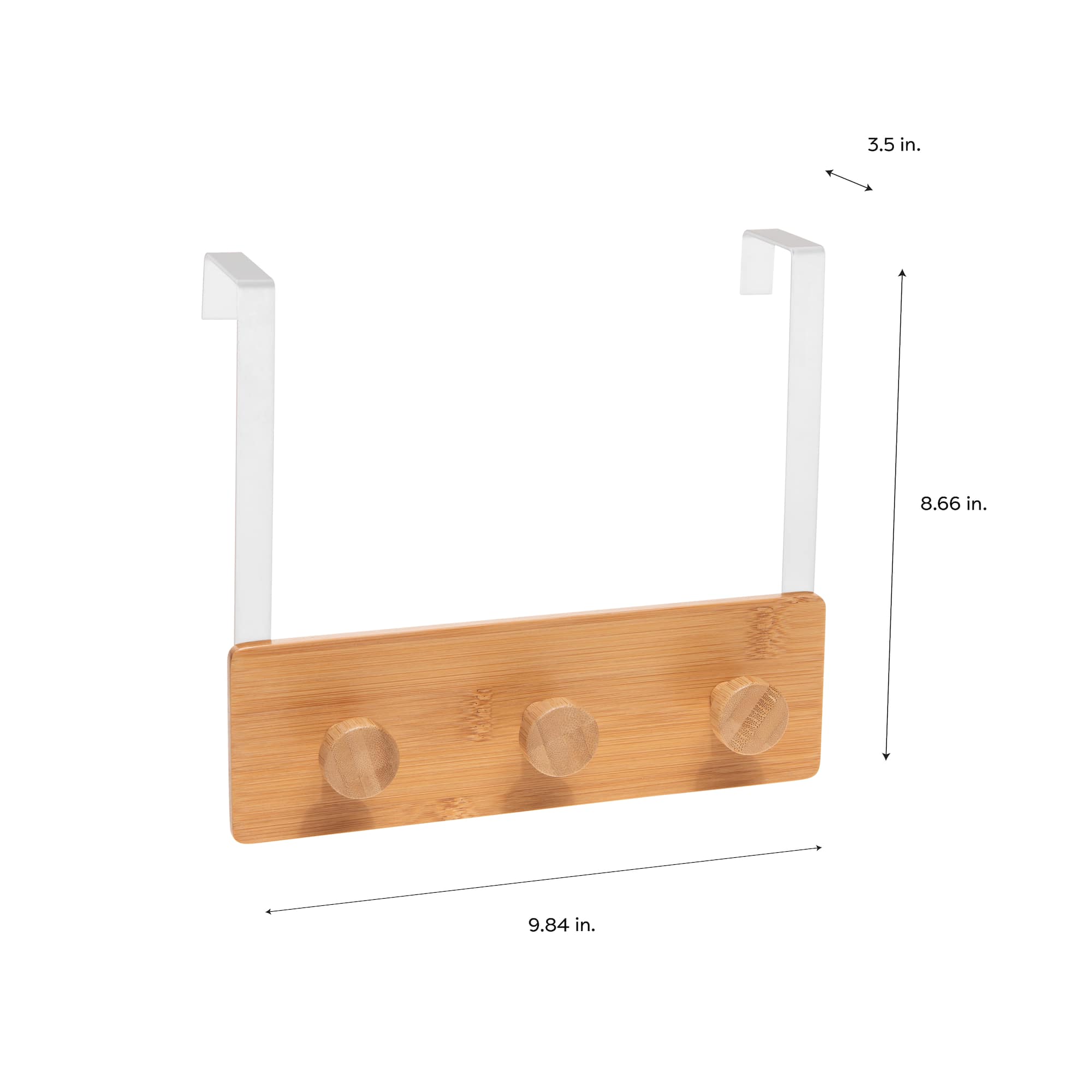 Simplify White Over the Door Bamboo 3 Hook